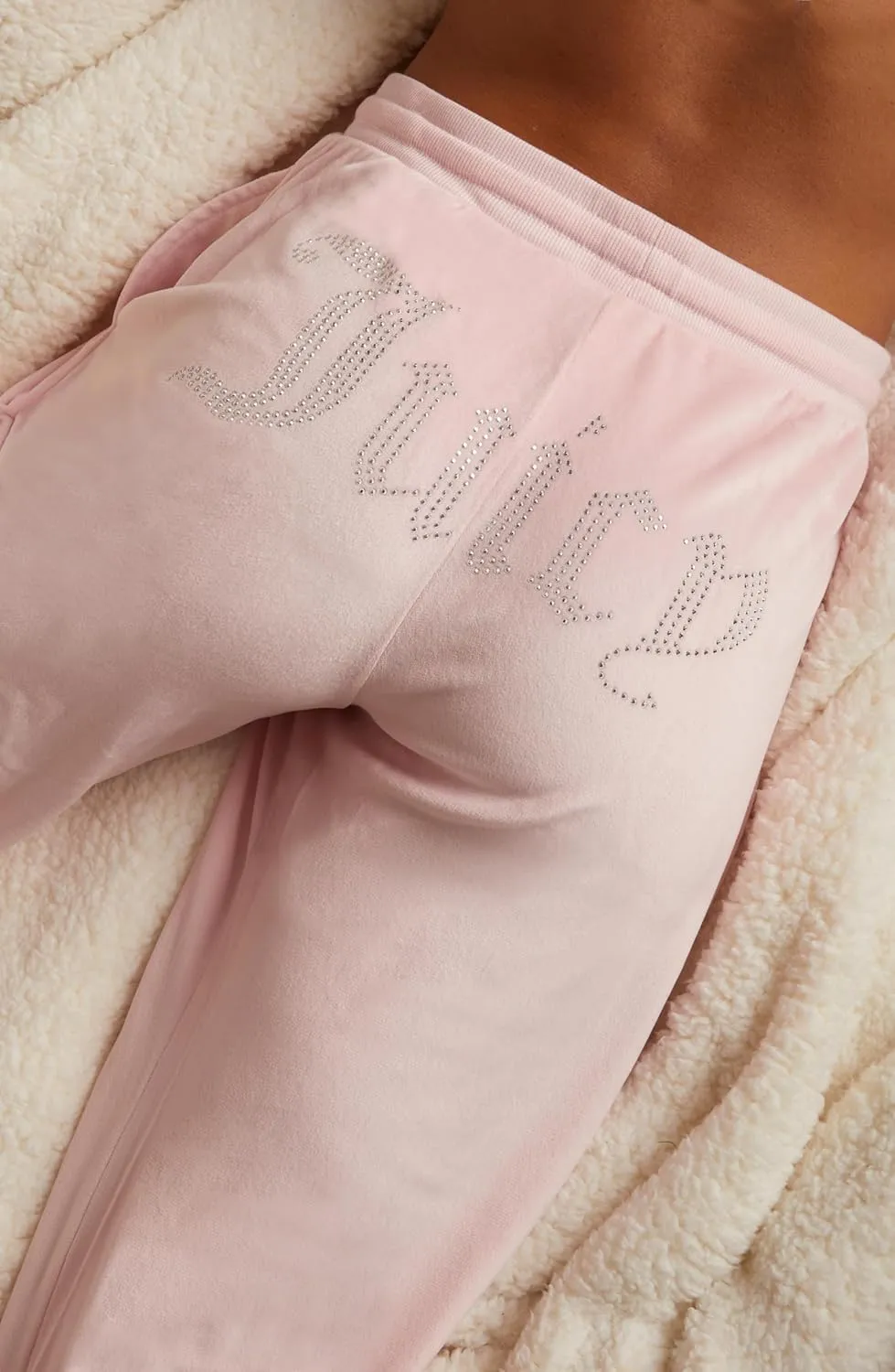 Juicy Couture Women's Velvet Fleece Lounge Pajama Pant with Rhinestones