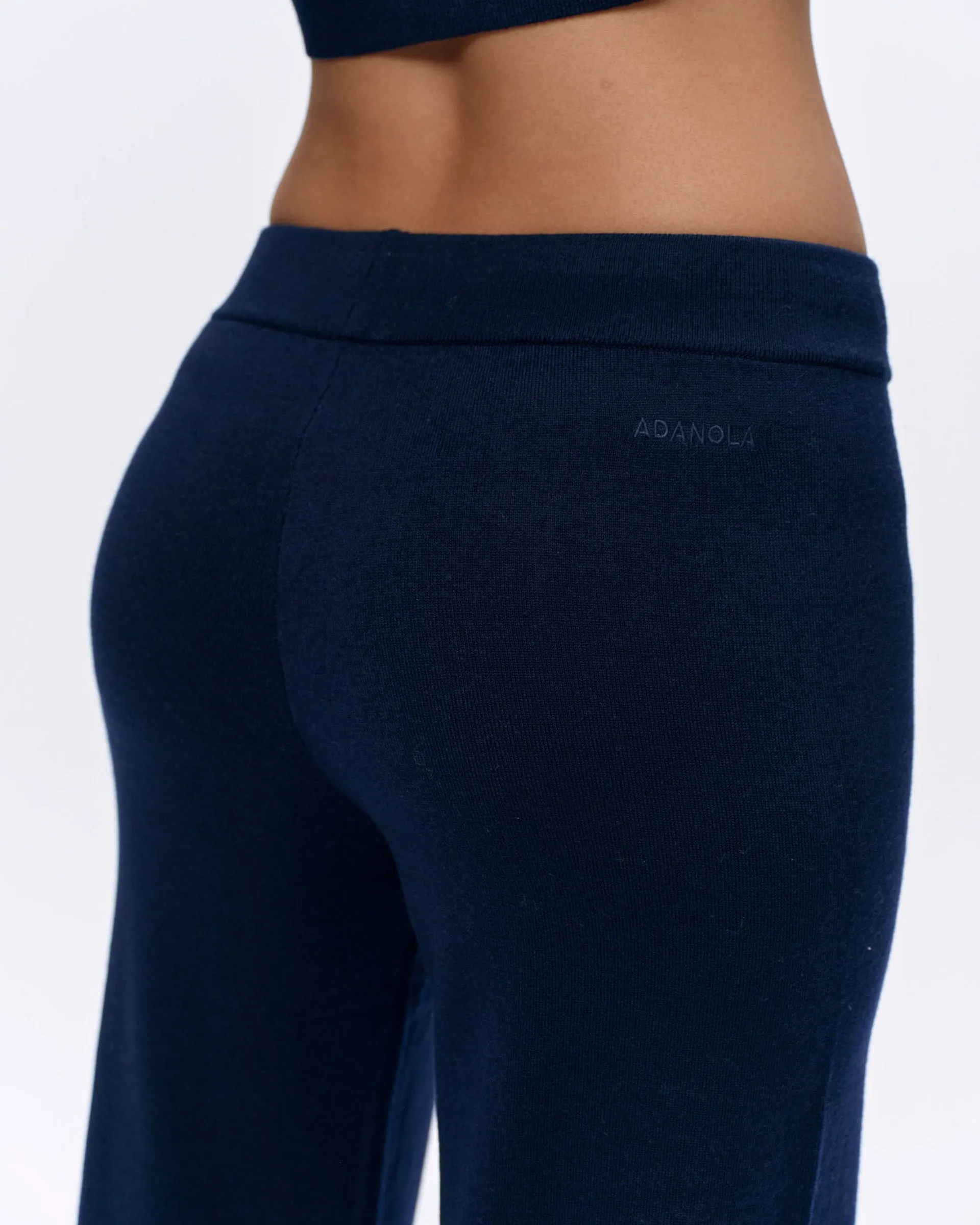 Knit Straight Leg Trousers - Navy Blue