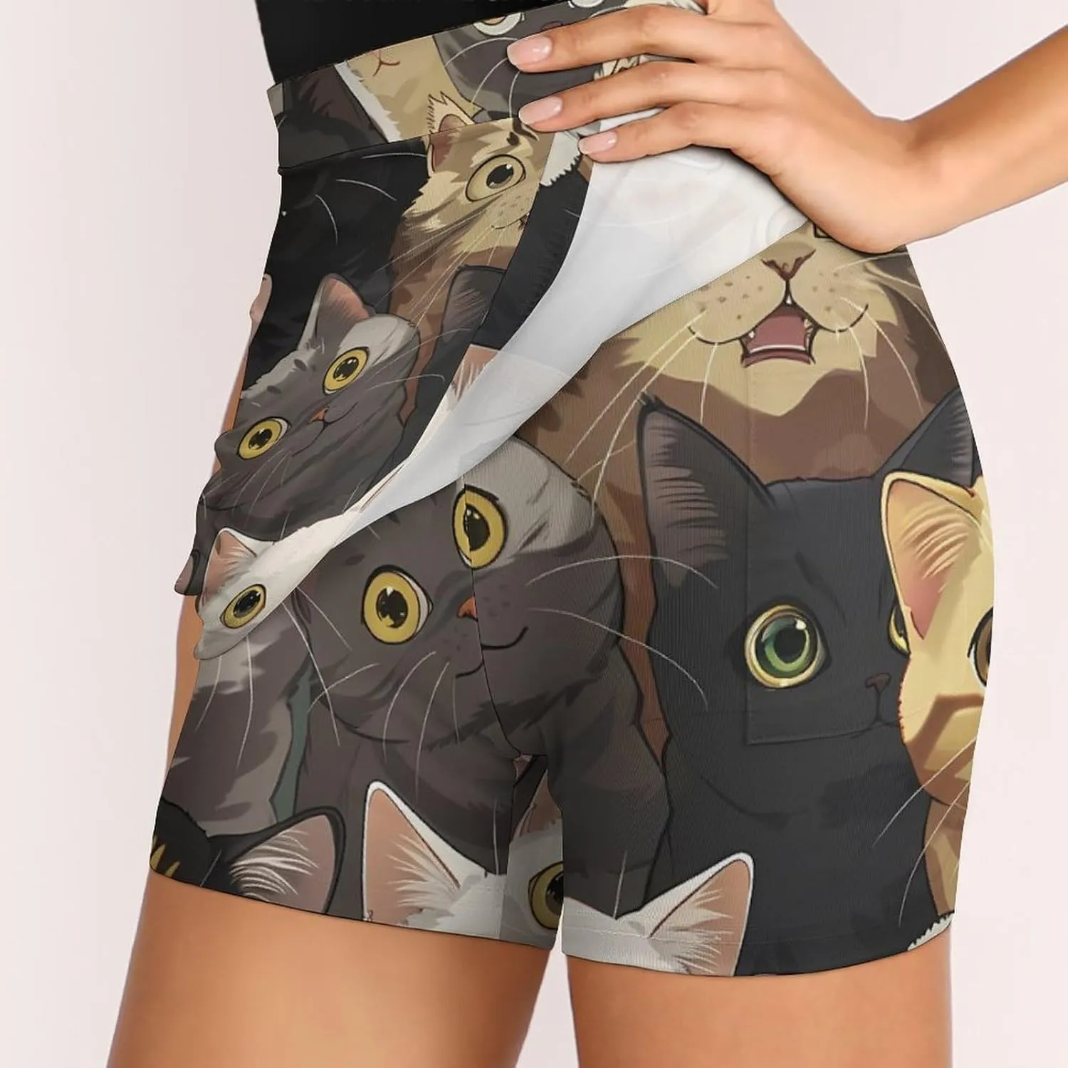Many Cats Meow Women's Skort Athletic Skirt Golf Skorts A-line Skirts with Built-in Shorts Pockets