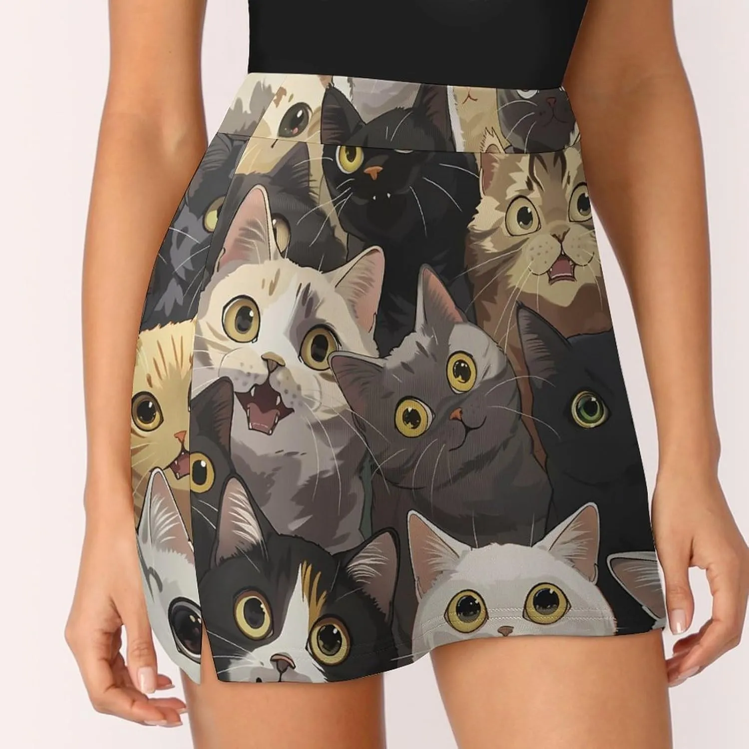 Many Cats Meow Women's Skort Athletic Skirt Golf Skorts A-line Skirts with Built-in Shorts Pockets