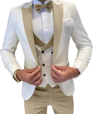 Mens Jacquard Suit 3 Piece Slim Fit Suit Mens Double Breasted Suit Formal Prom Tuxedo Suit Set for Wedding Dinner