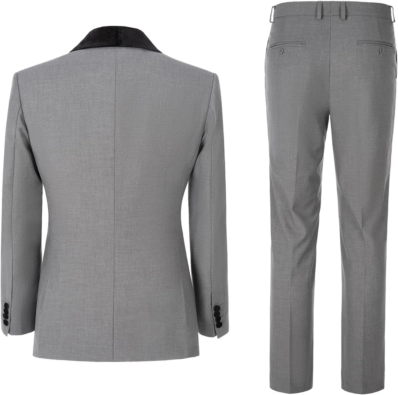Men's Slim Fit Tuxedo, Shiny Velvet Shawl Collar 3 Piece Suit, Party Jacket Vest Pants & Bow Tie Set