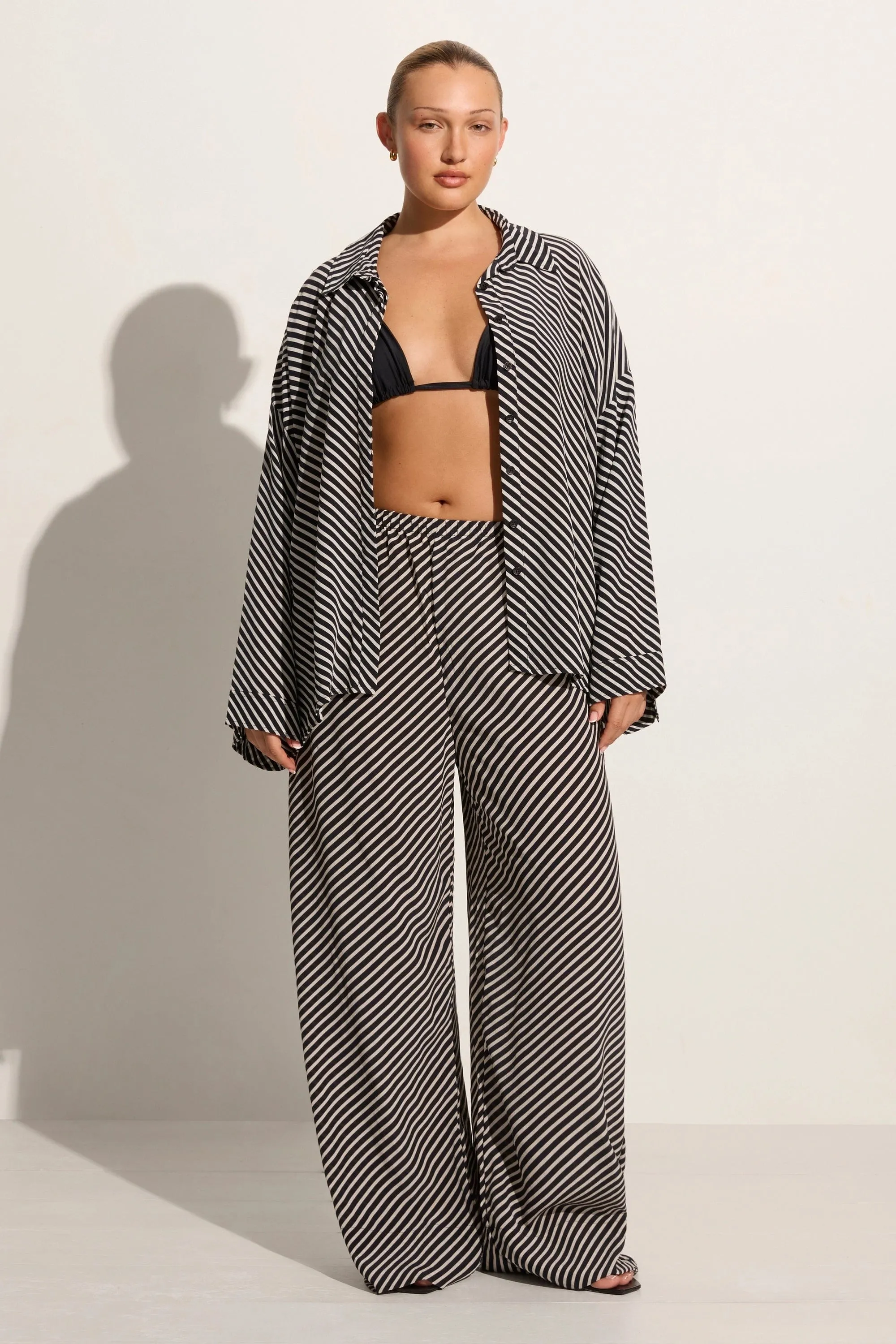 Monforte Pant Toscano Stripe Black - Final Sale