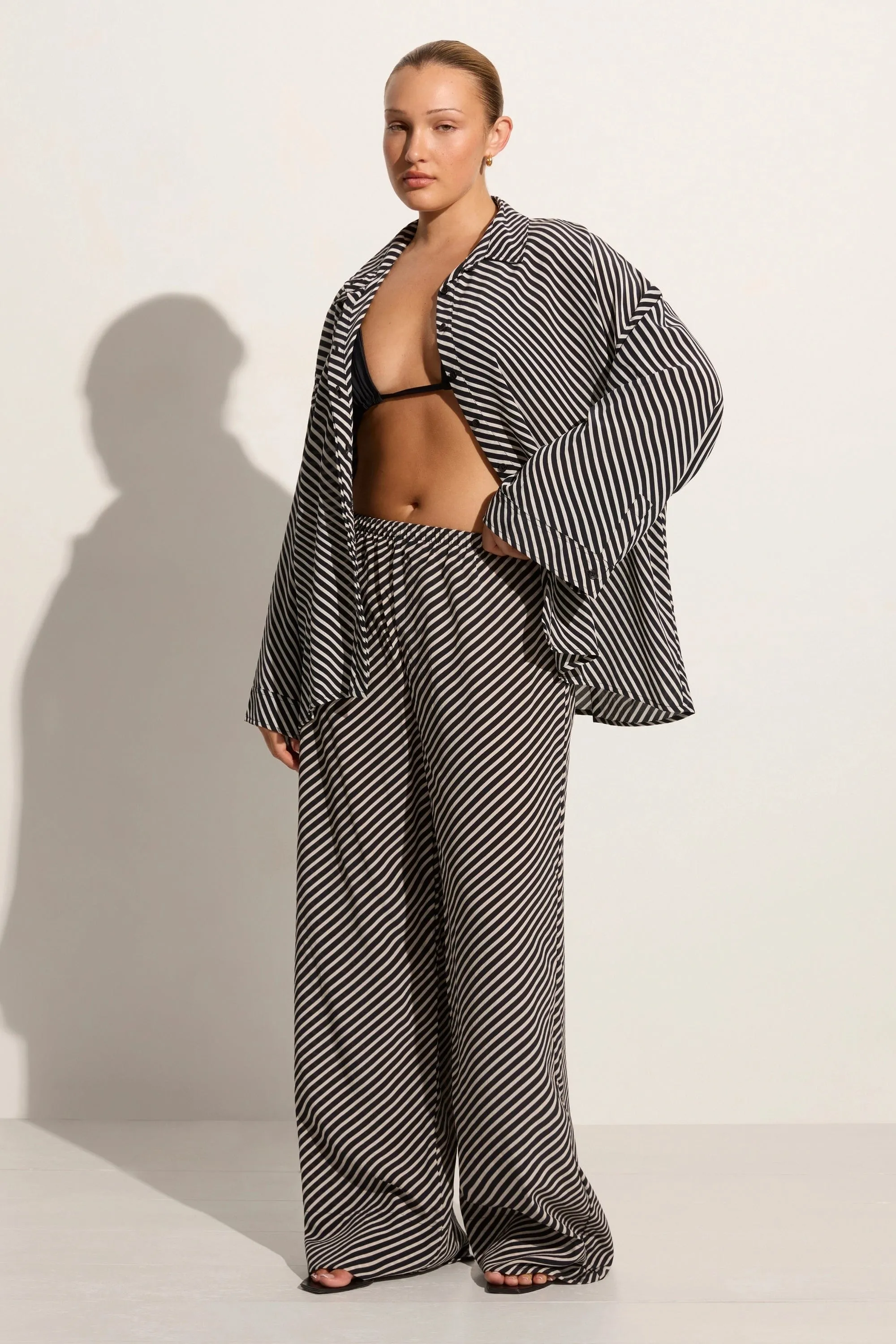 Monforte Pant Toscano Stripe Black - Final Sale