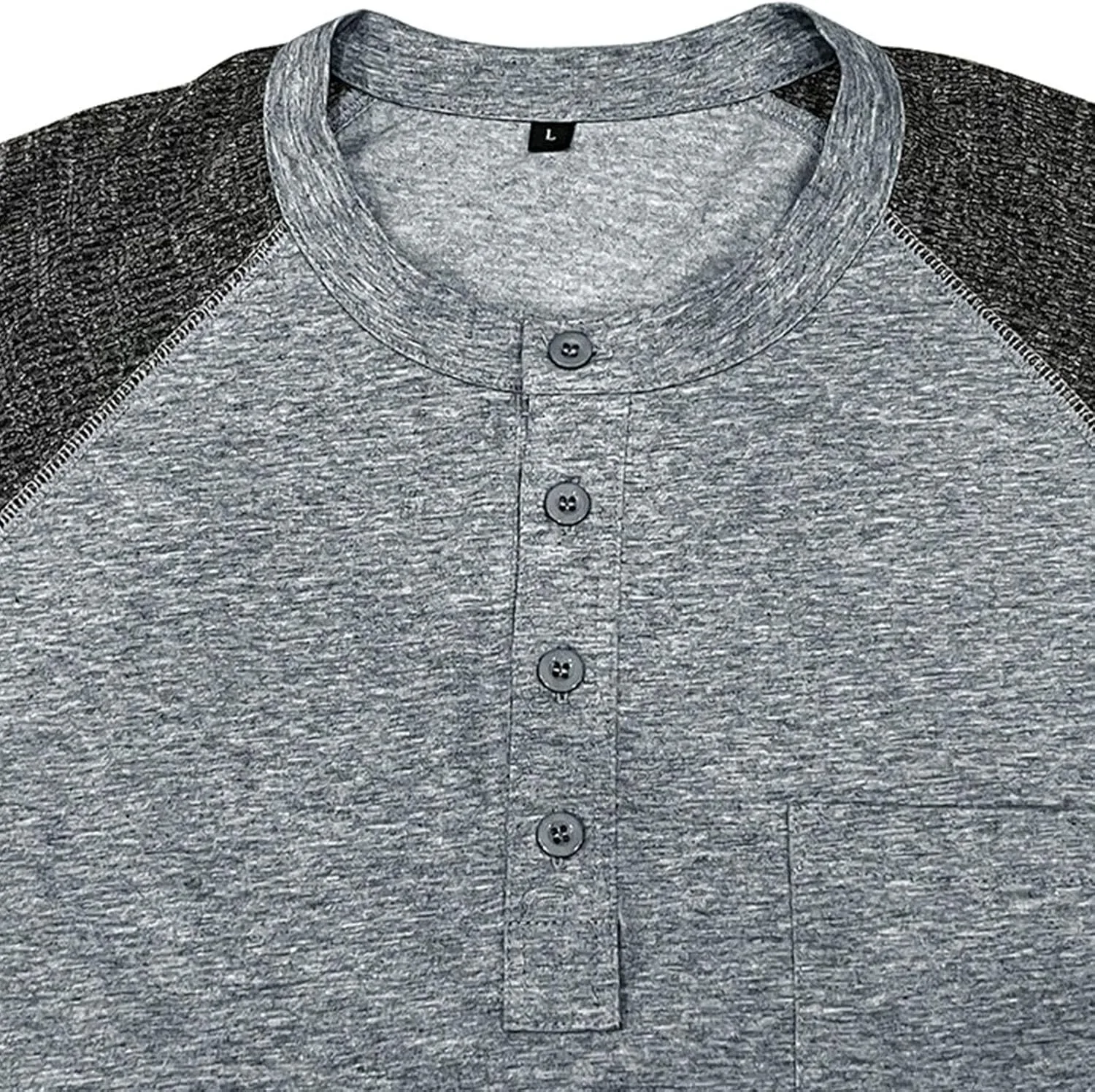 Muscularfit Shirts for Men Long Sleeve Button Up Henley Tshirt Casual Color Block Loose Pullover Athletic Gym Workout Tee Top