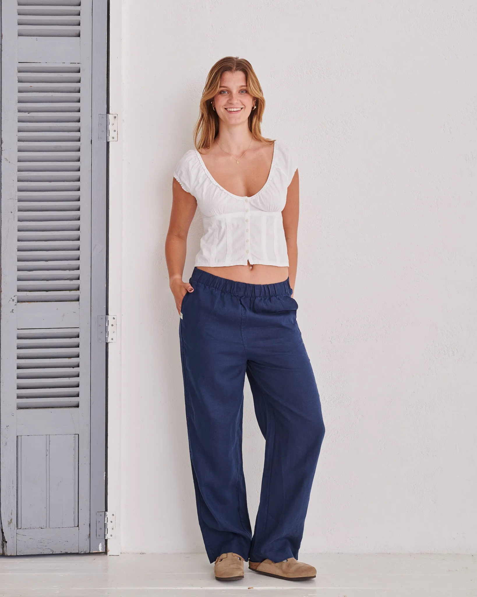 Navy Hemp Trousers