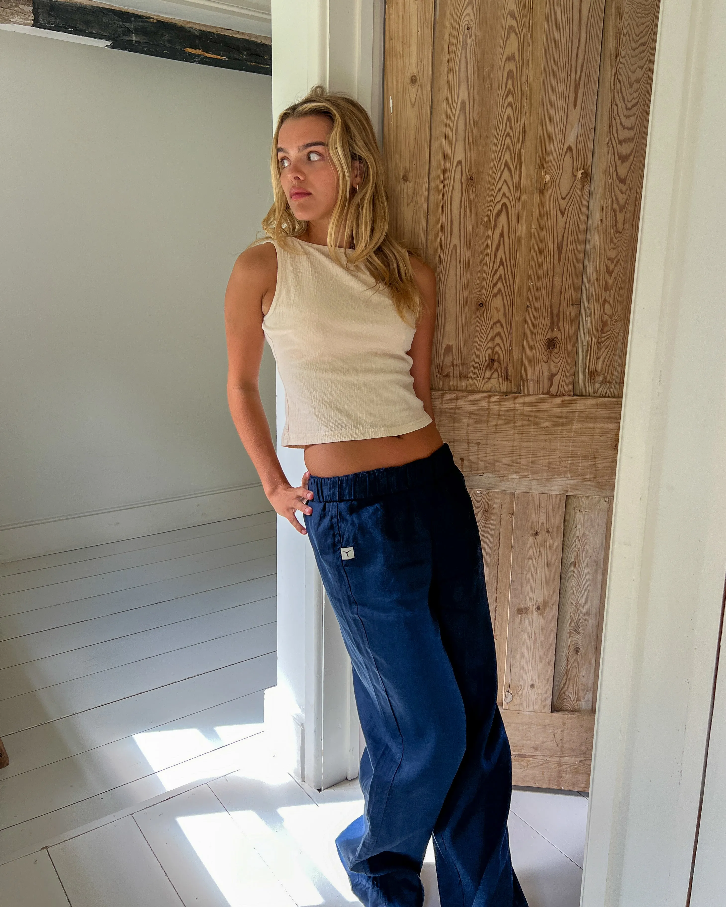 Navy Hemp Trousers