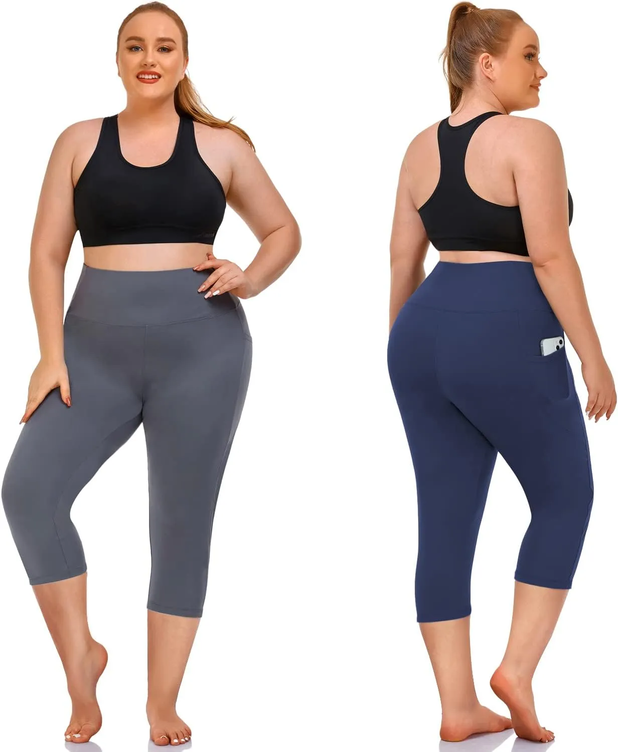 NEW YOUNG 3 Pack Plus Size Leggings with Pockets for Women,High Waist Tummy Control Workout Yoga Pants