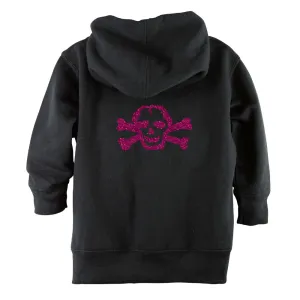 Pink Glitter Scribble Skull Front Zipper Baby Hoodie