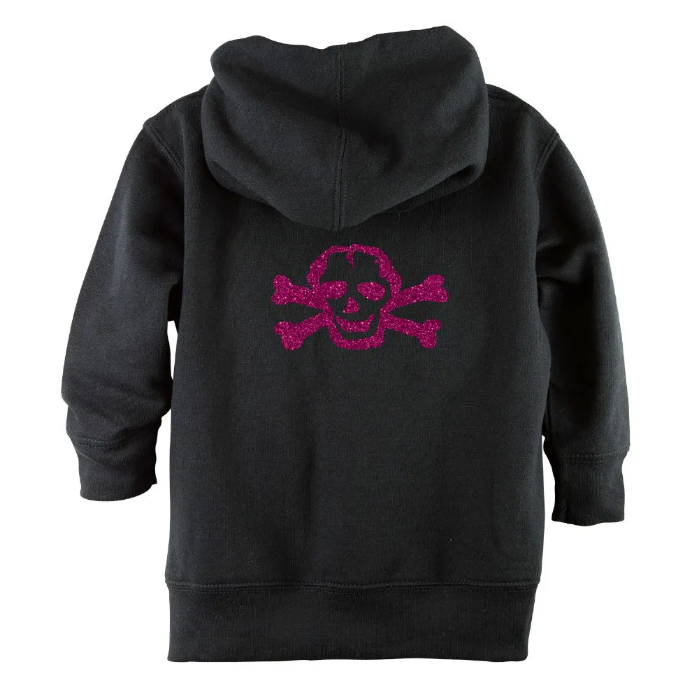 Pink Glitter Scribble Skull Front Zipper Baby Hoodie