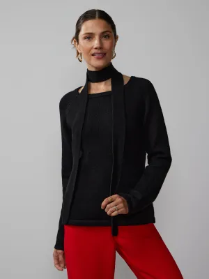 Raglan Sleeve Detachable Scarf Sweater