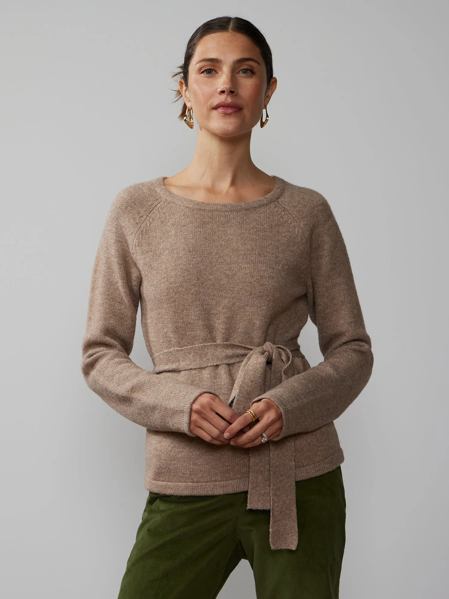 Raglan Sleeve Detachable Scarf Sweater
