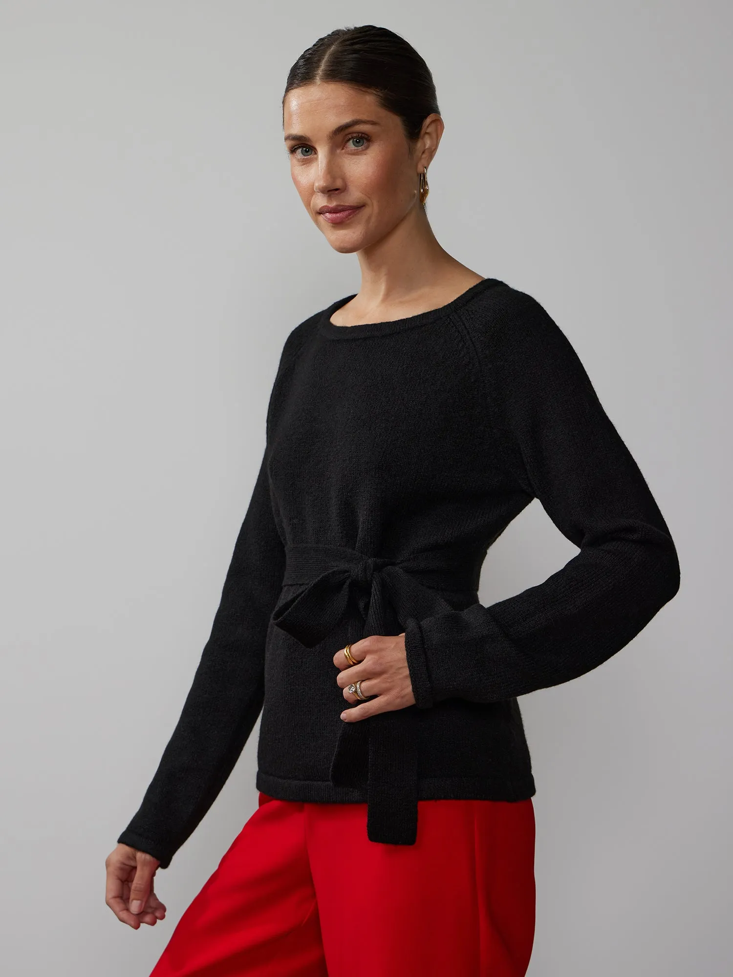 Raglan Sleeve Detachable Scarf Sweater