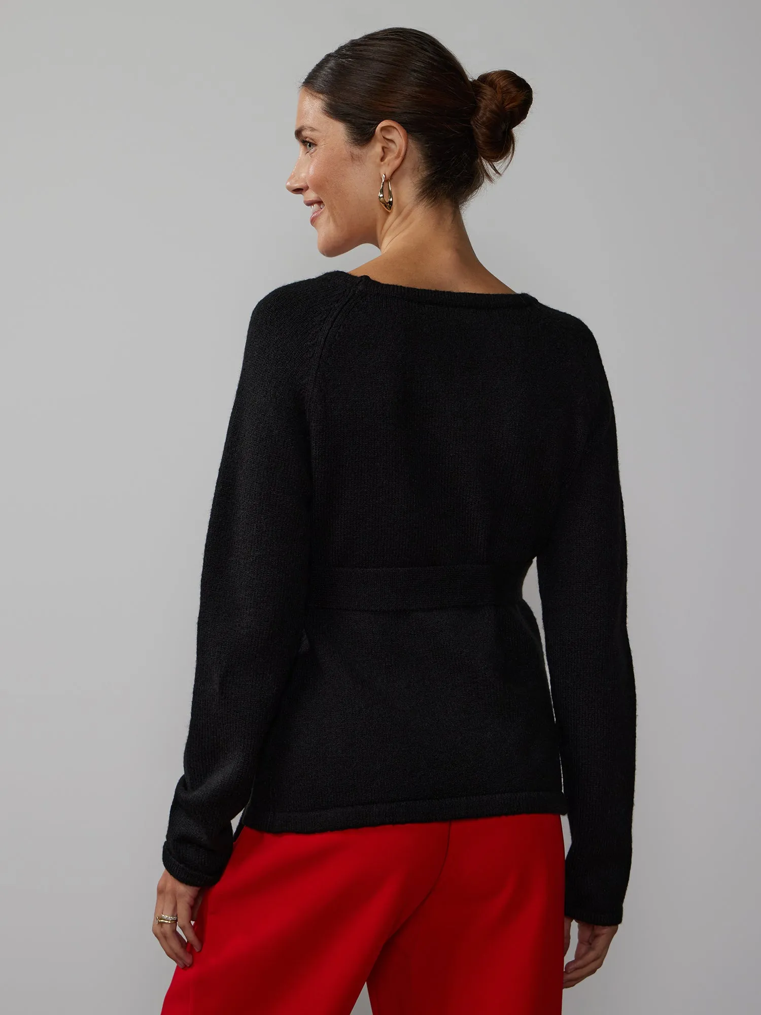 Raglan Sleeve Detachable Scarf Sweater