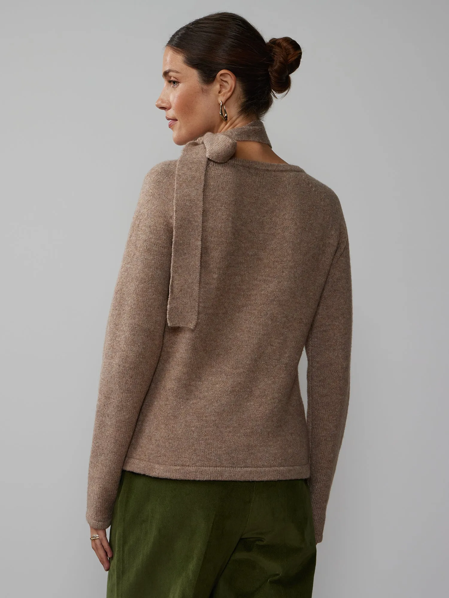 Raglan Sleeve Detachable Scarf Sweater