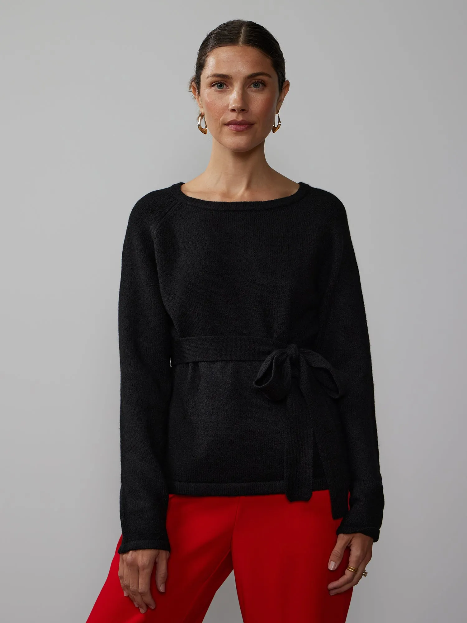 Raglan Sleeve Detachable Scarf Sweater