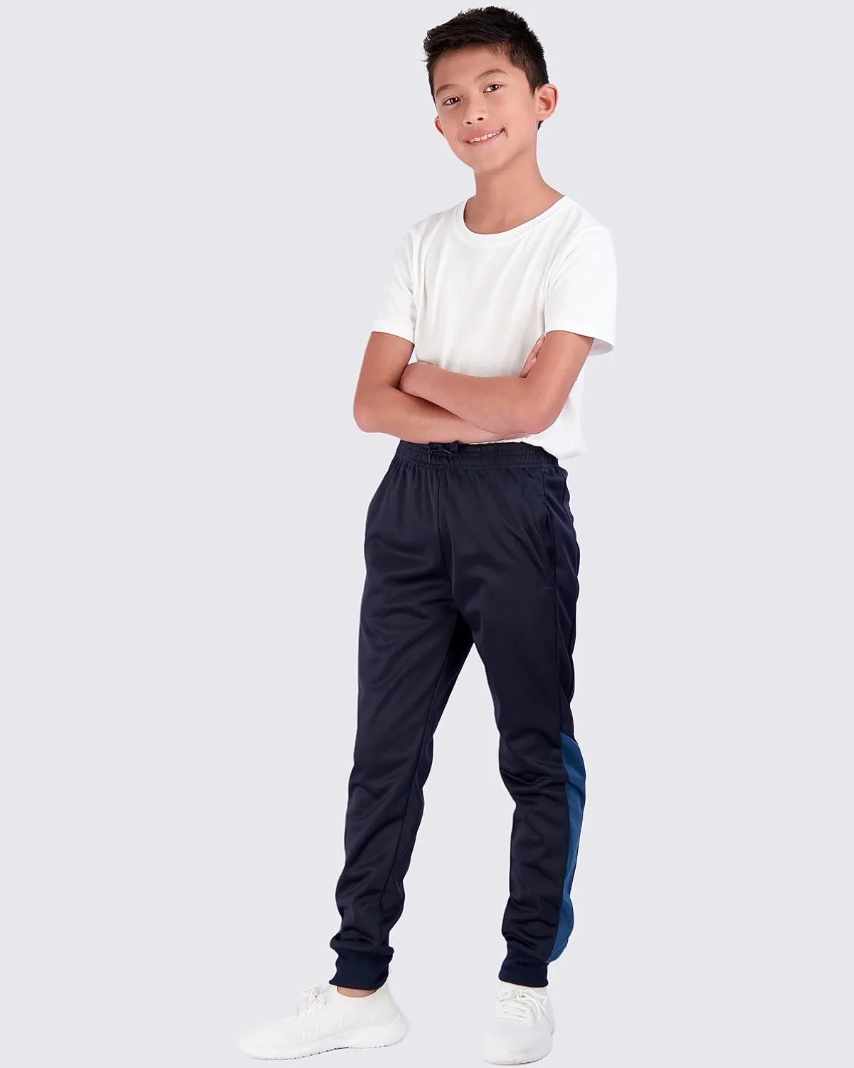 Real Essentials 3 Pack: Boy's Active Athletic Casual Jogger Sweatpants with Pockets