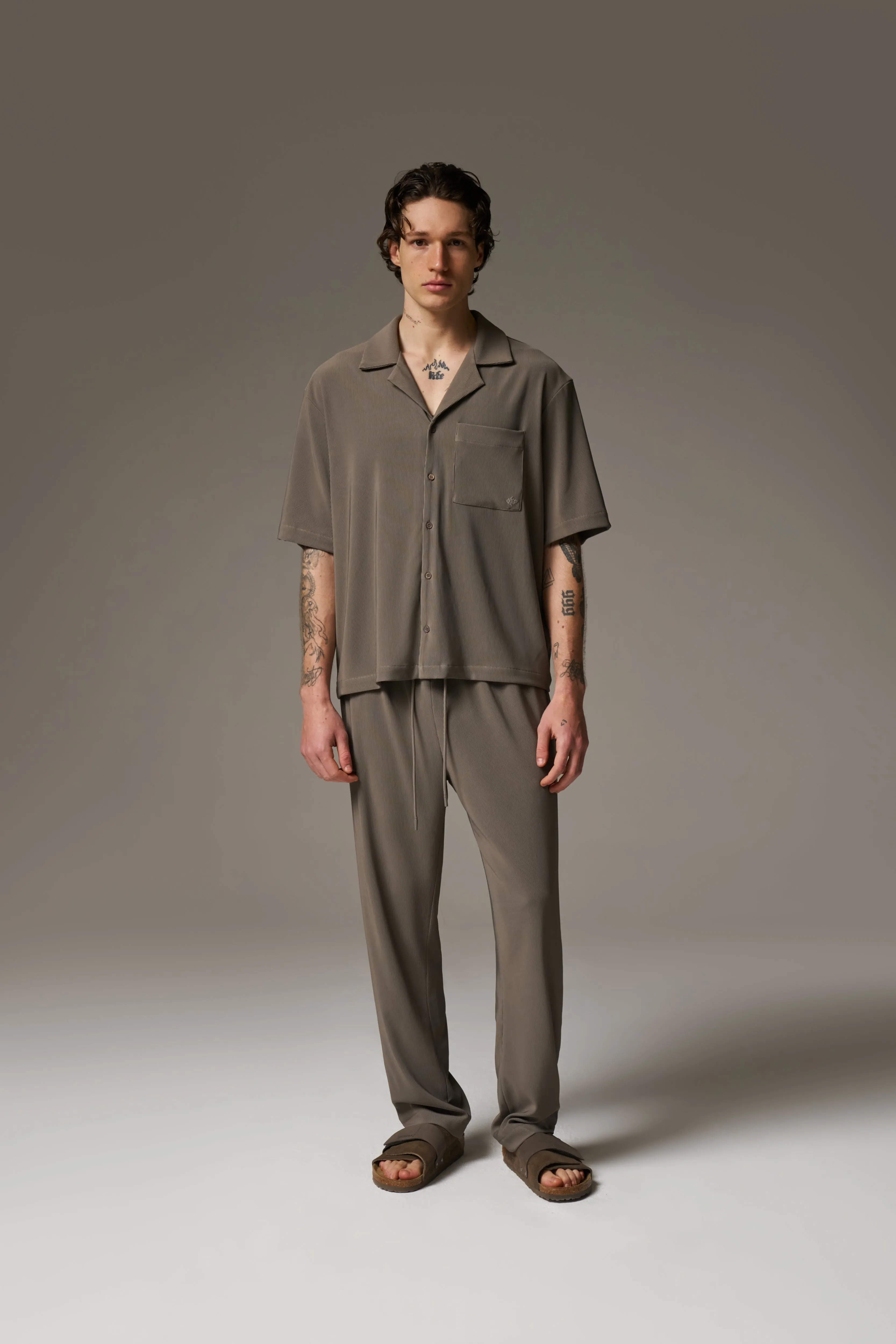 RIBBED TROUSERS - MINK