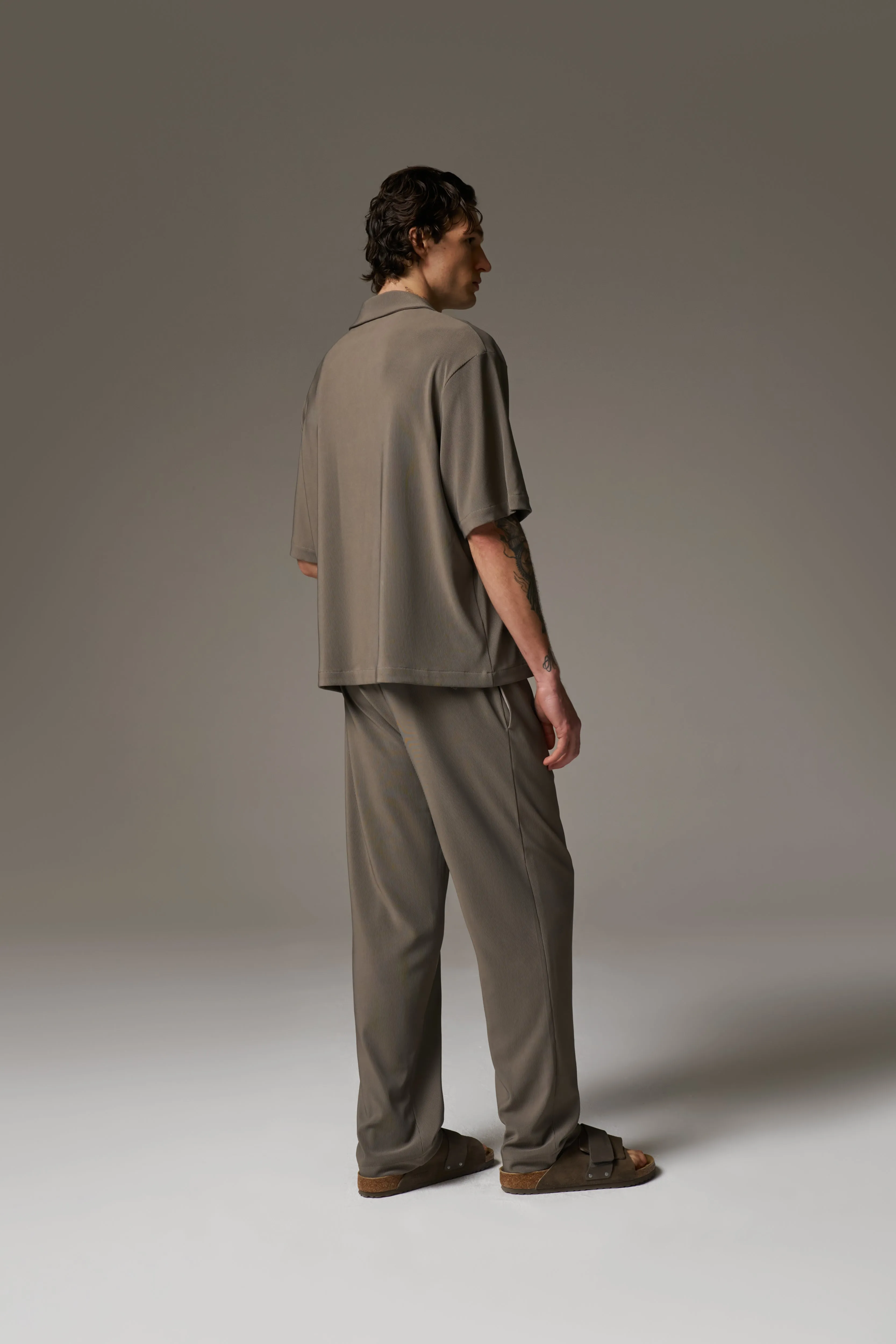 RIBBED TROUSERS - MINK