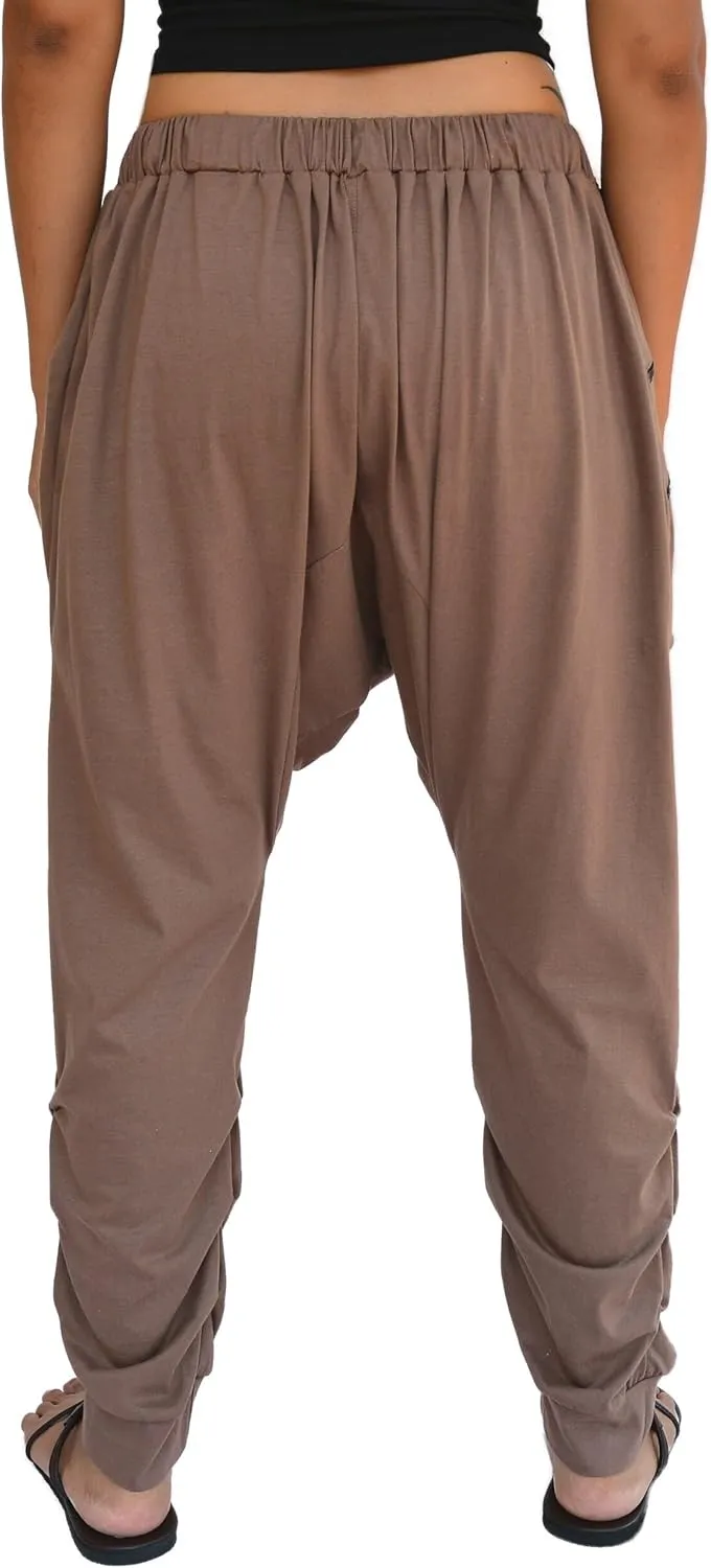 Sakoonee Casual Yoga Lounge Harem Pants Baggy Trousers Unisex Cotton 2 Pockets with Zipper