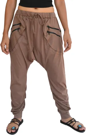 Sakoonee Casual Yoga Lounge Harem Pants Baggy Trousers Unisex Cotton 2 Pockets with Zipper