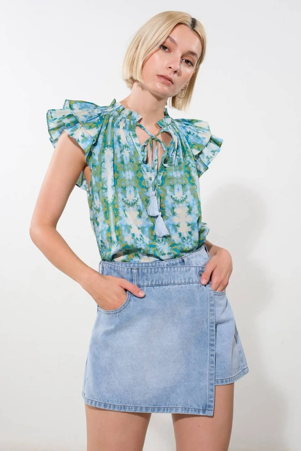 Sea Glass Ruffle Blouse