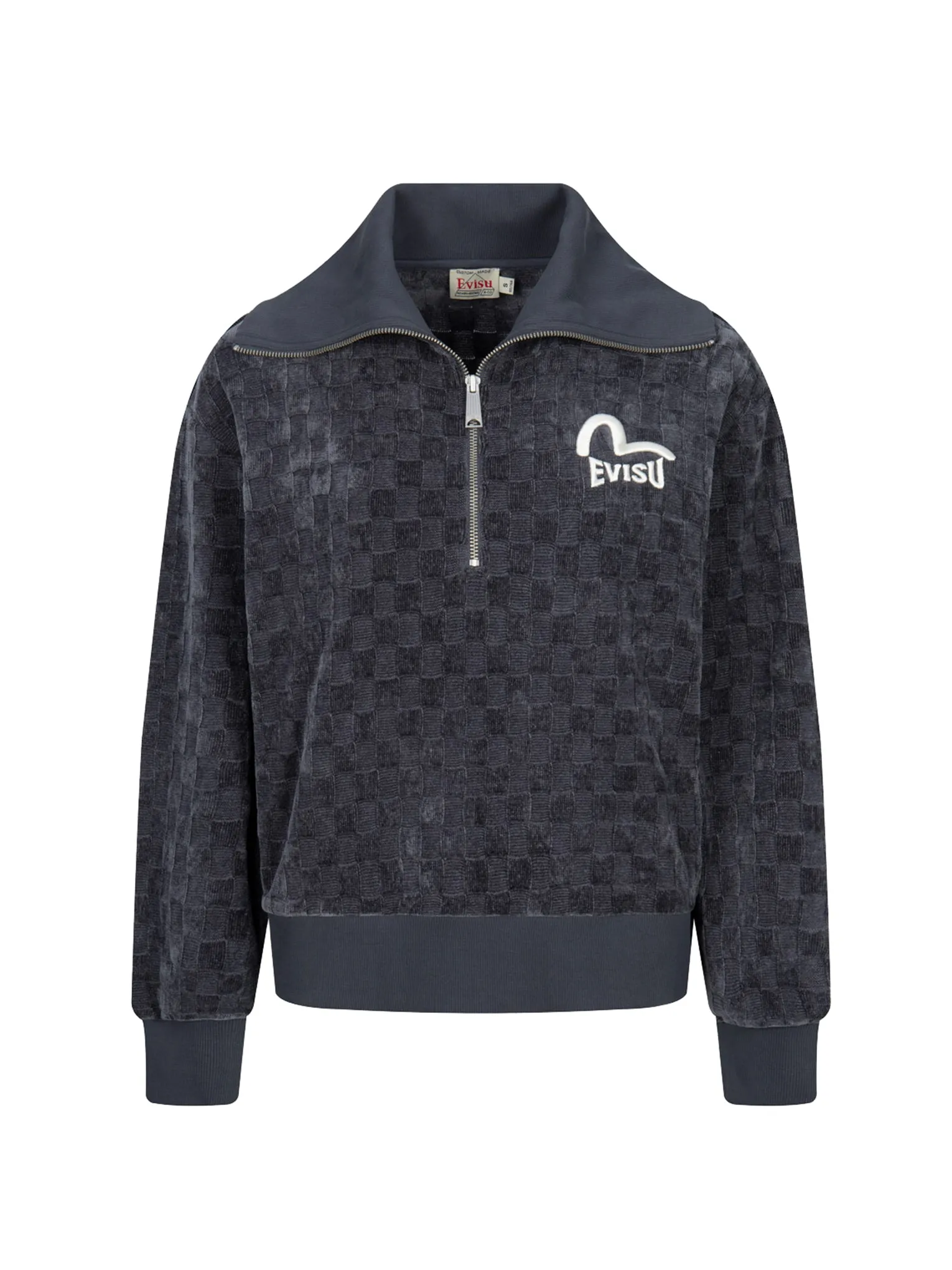 Seagull and Logo Embroidery Half-Zip Cropped Sweatshirt