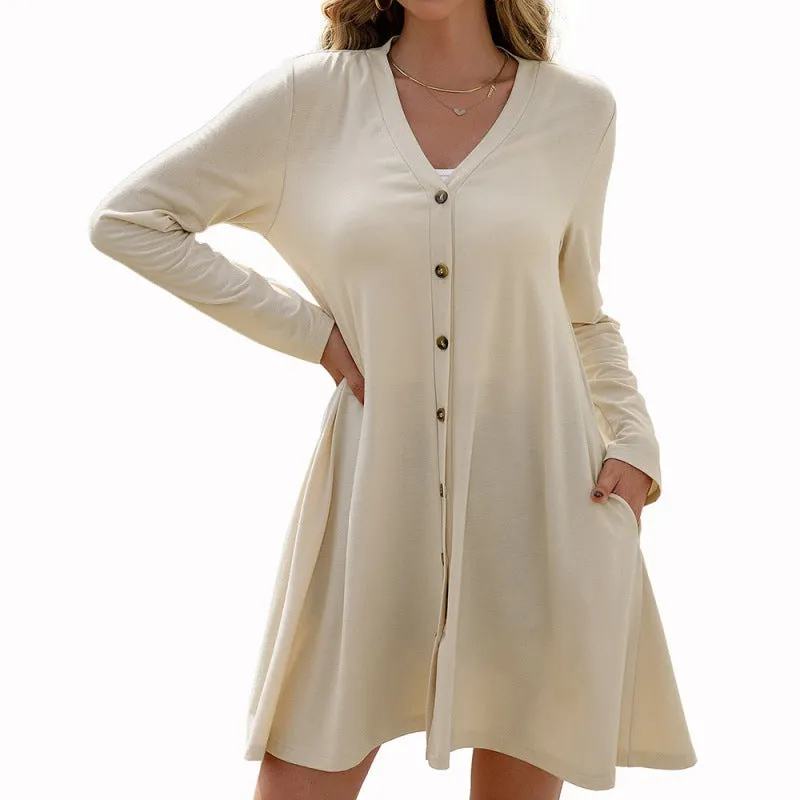 Solid Cardigans Outerwear Casual Style V Neck Women's Wholesale Sweaters and Cardigans