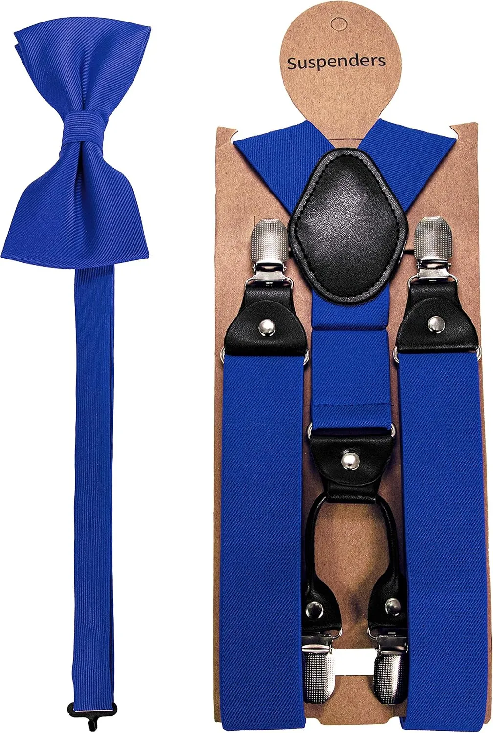 Solid Color Suspender and Silk Bow Tie Sets for Men