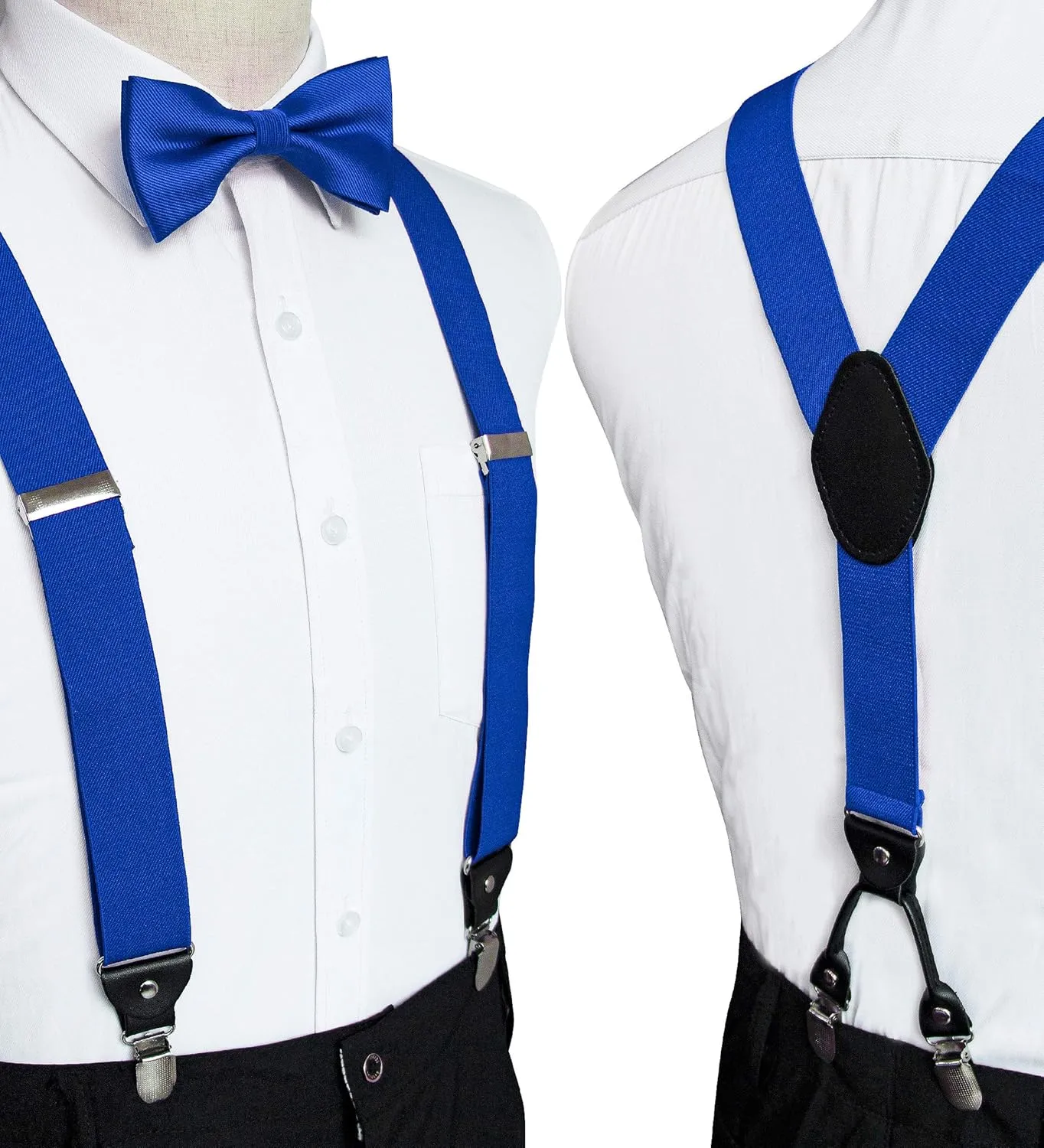 Solid Color Suspender and Silk Bow Tie Sets for Men
