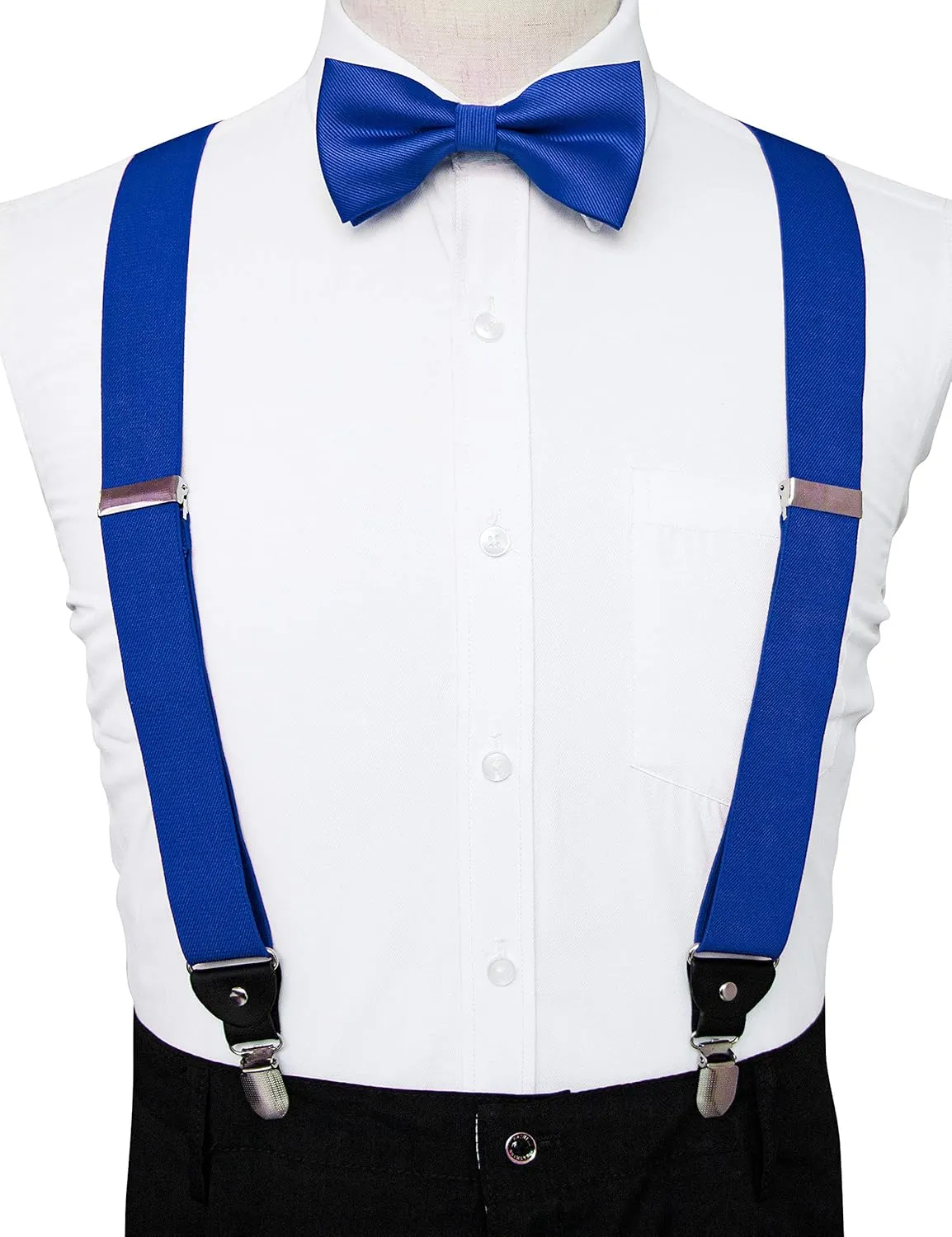 Solid Color Suspender and Silk Bow Tie Sets for Men
