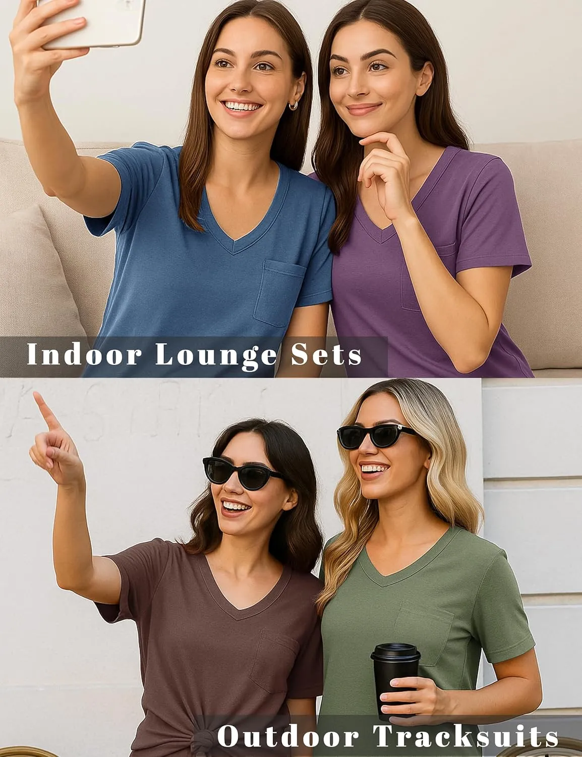 SUNNYBUY Maternity Pajamas Set 2 Piece Outfits V Neck Short Sleeve Shirts and Biker Shorts Pregnancy Postpartum Loungewear