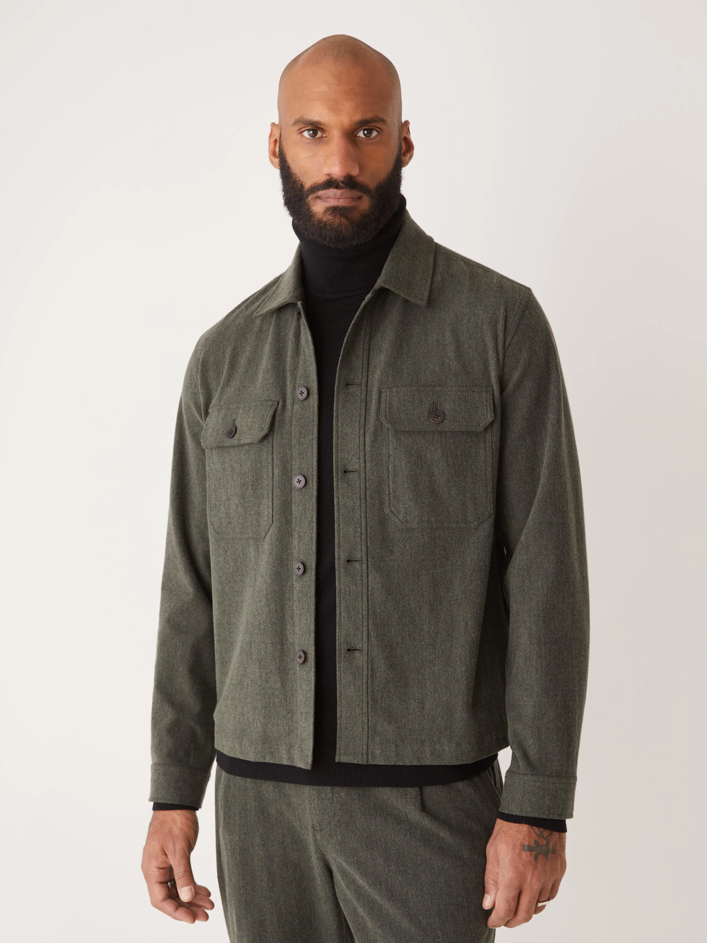 The Flex Brushed Overshirt in Green