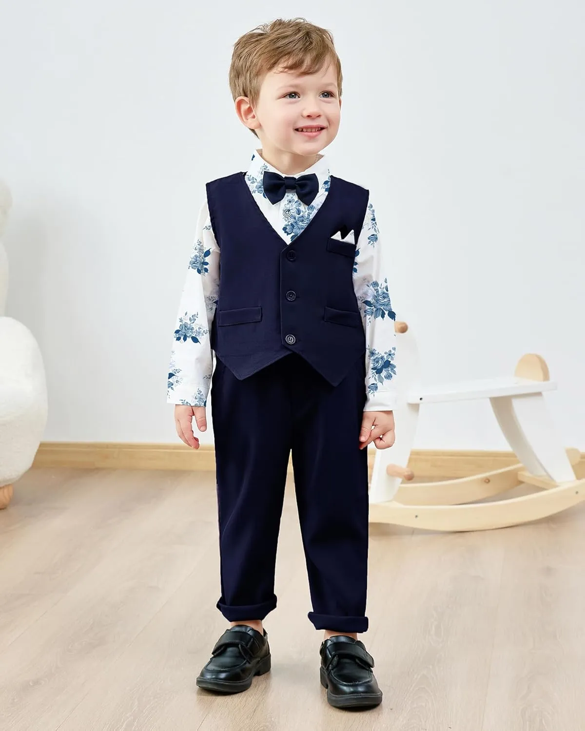 Toddler Baby Boy Clothes Suit 12M-5T Boys Formal Dress Shirt Bowtie Suspender Pants Gentleman Wedding Outfits