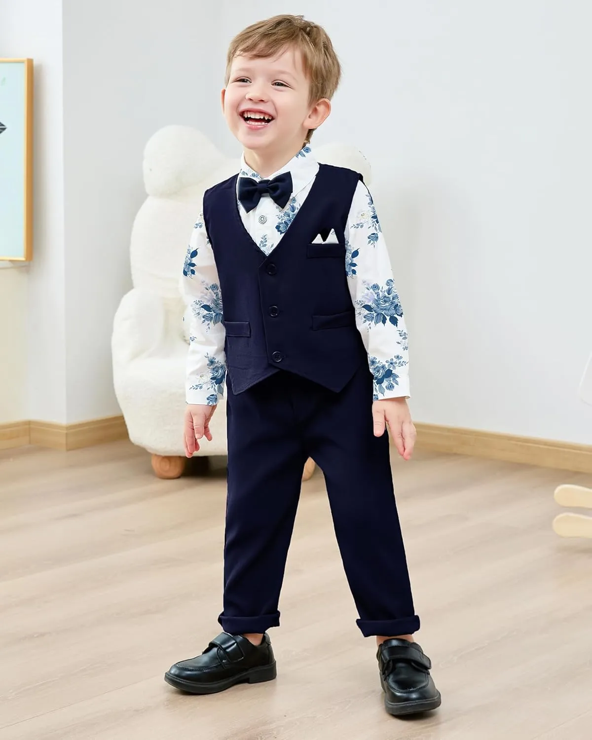 Toddler Baby Boy Clothes Suit 12M-5T Boys Formal Dress Shirt Bowtie Suspender Pants Gentleman Wedding Outfits