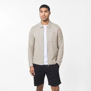 Tonal Knit Zipped Overshirt | Stone