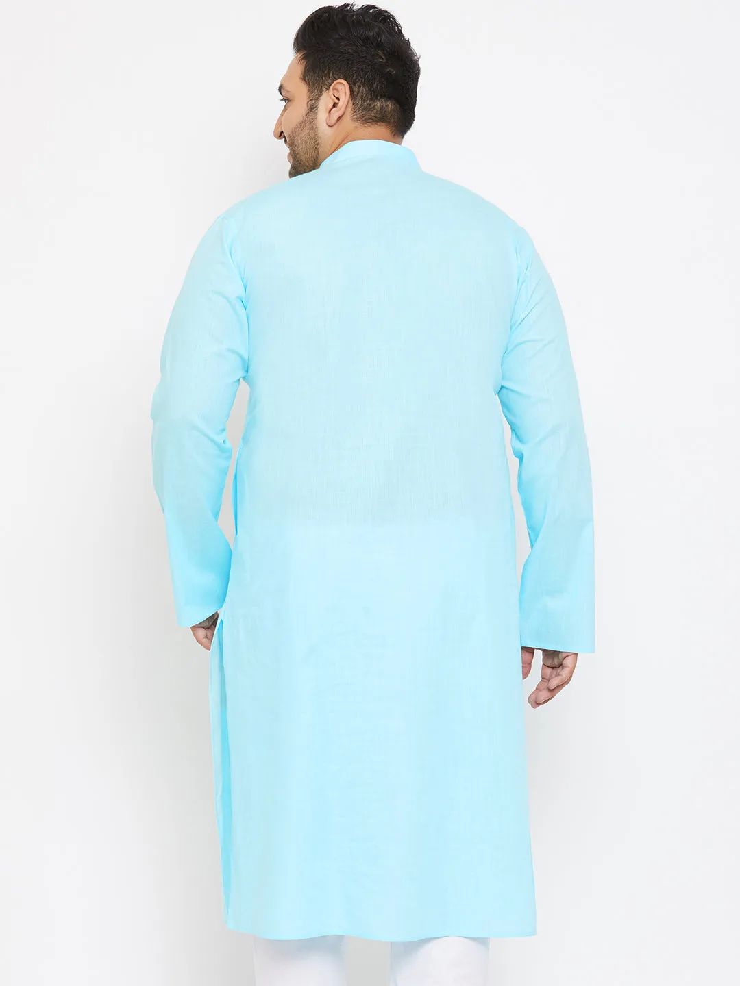 VASTRAMAY Aqua Blue Cotton Men's Kurta