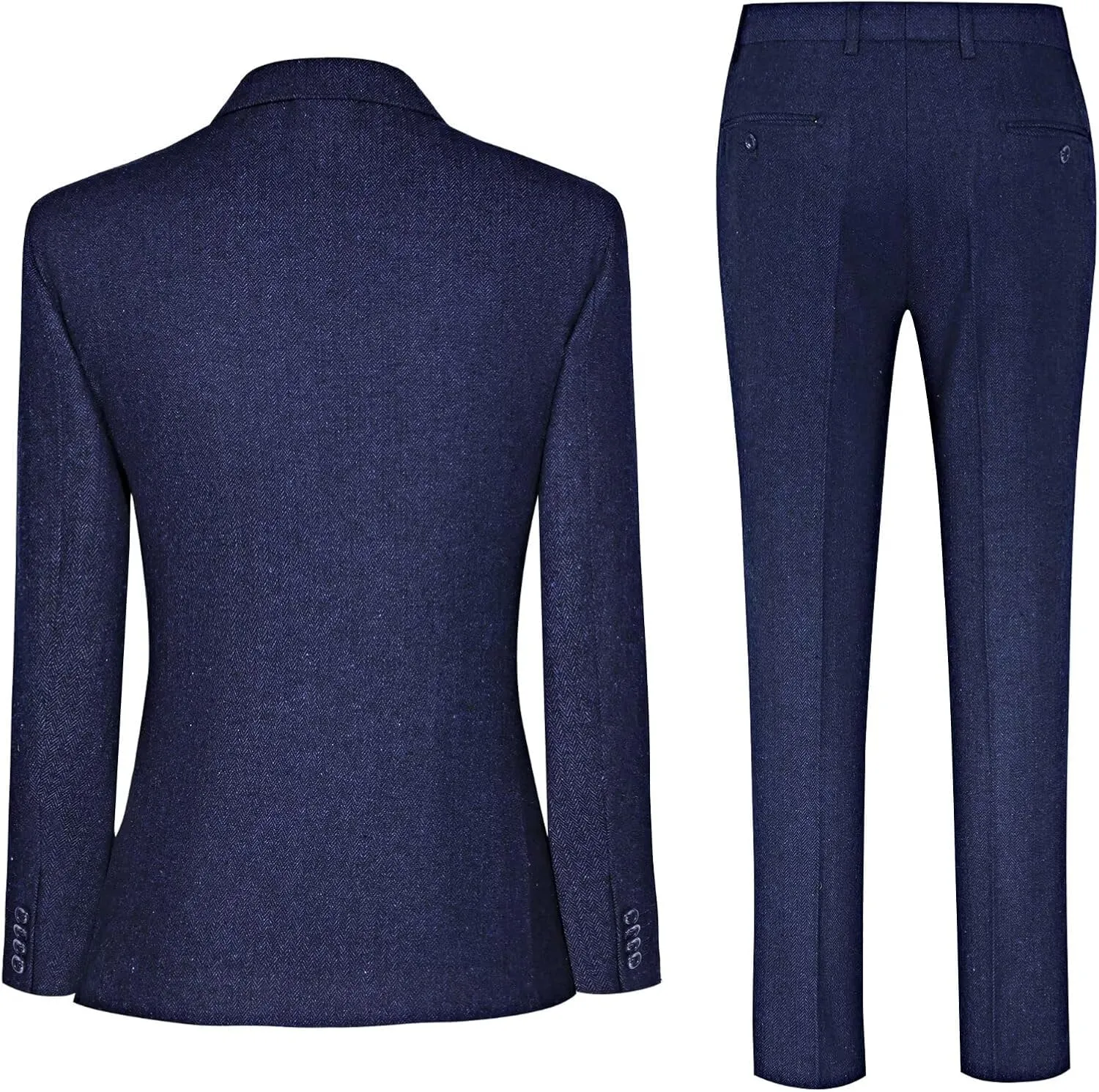 Vintage Tweed Herringbone Suits for Men 2 Button Slim Fit 3 Piece Formal Wool Suit Jacket Vest Pants Men Prom Dress Tuxedo