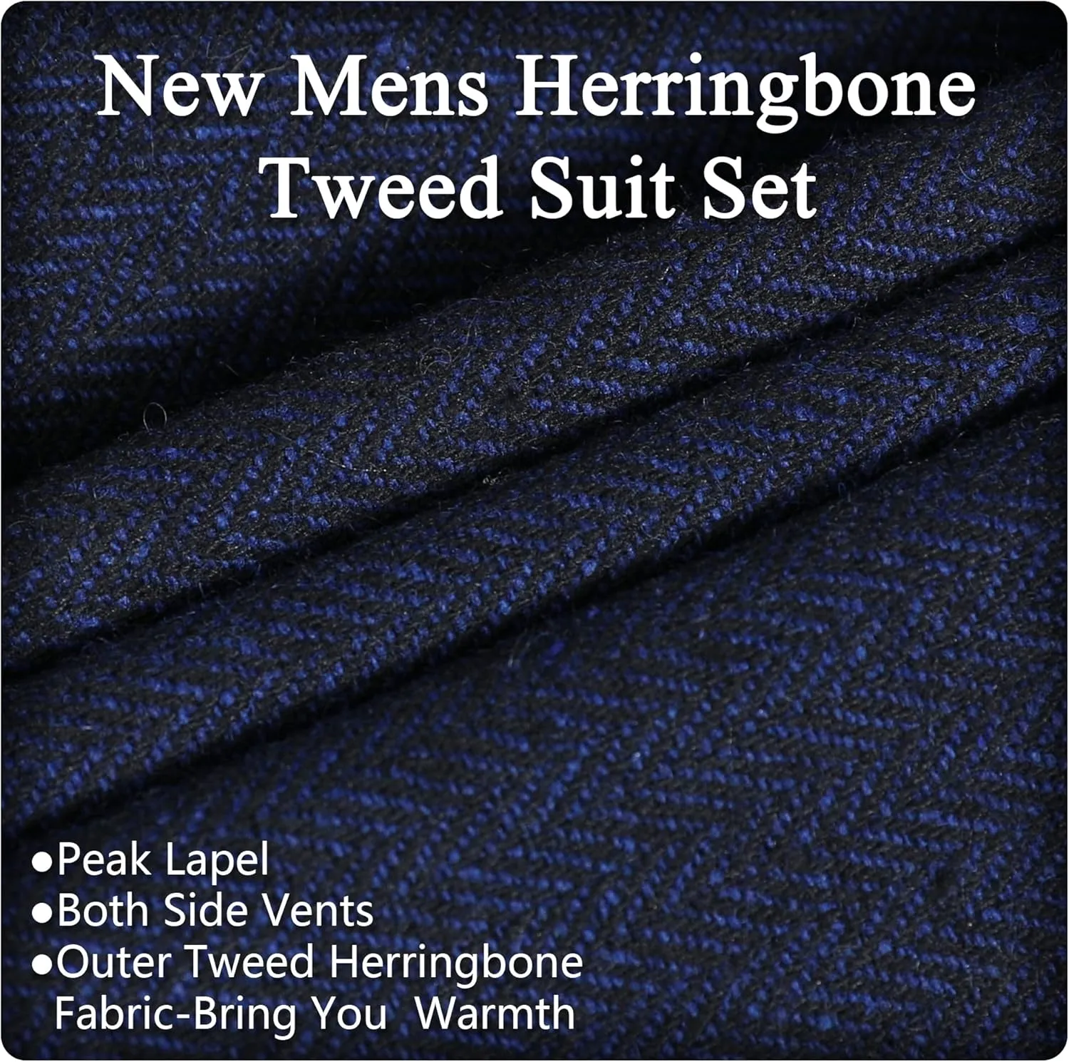 Vintage Tweed Herringbone Suits for Men 2 Button Slim Fit 3 Piece Formal Wool Suit Jacket Vest Pants Men Prom Dress Tuxedo