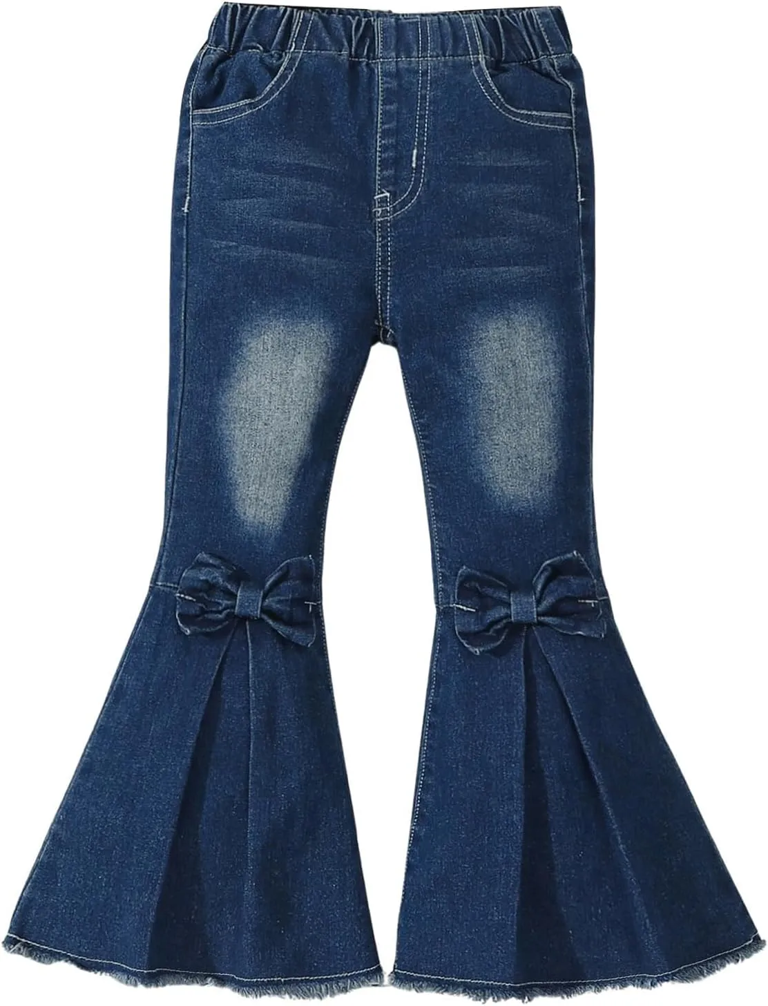WDIRARA Toddler Girl's High Waisted Bow Front Bell Bottom Jeans Flare Leg Denim Pants