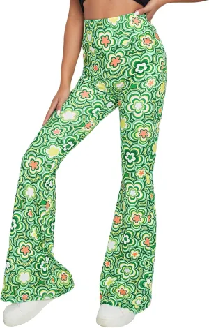 WDIRARA Women's Snakeskin High Waist Casual Flare Bell Bottom Stretch Long Pants