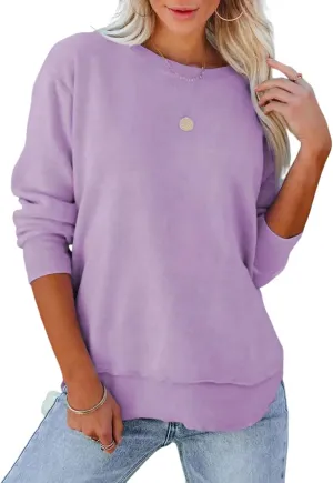 Women's Casual Long Sleeve Crewneck Sweatshirt Loose Flowy Lightweight Pullover Sweatshirts Tops