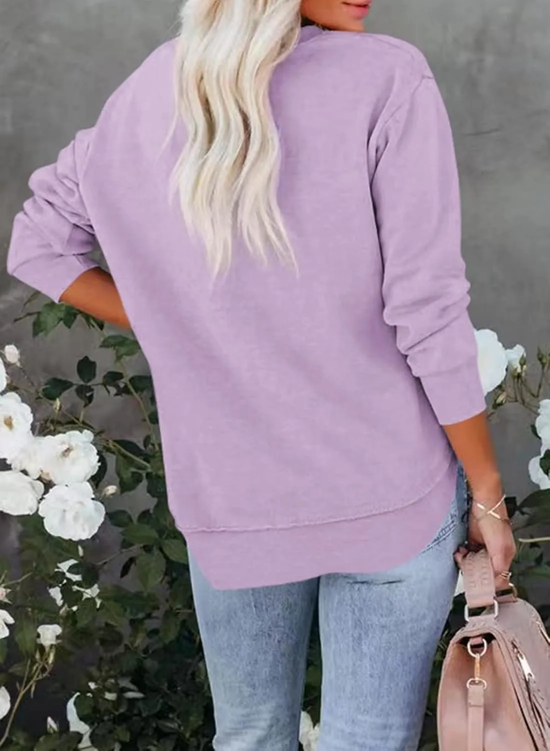 Women's Casual Long Sleeve Crewneck Sweatshirt Loose Flowy Lightweight Pullover Sweatshirts Tops