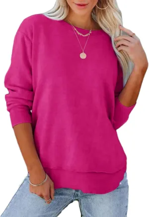 Women's Casual Long Sleeve Crewneck Sweatshirt Loose Flowy Lightweight Pullover Sweatshirts Tops