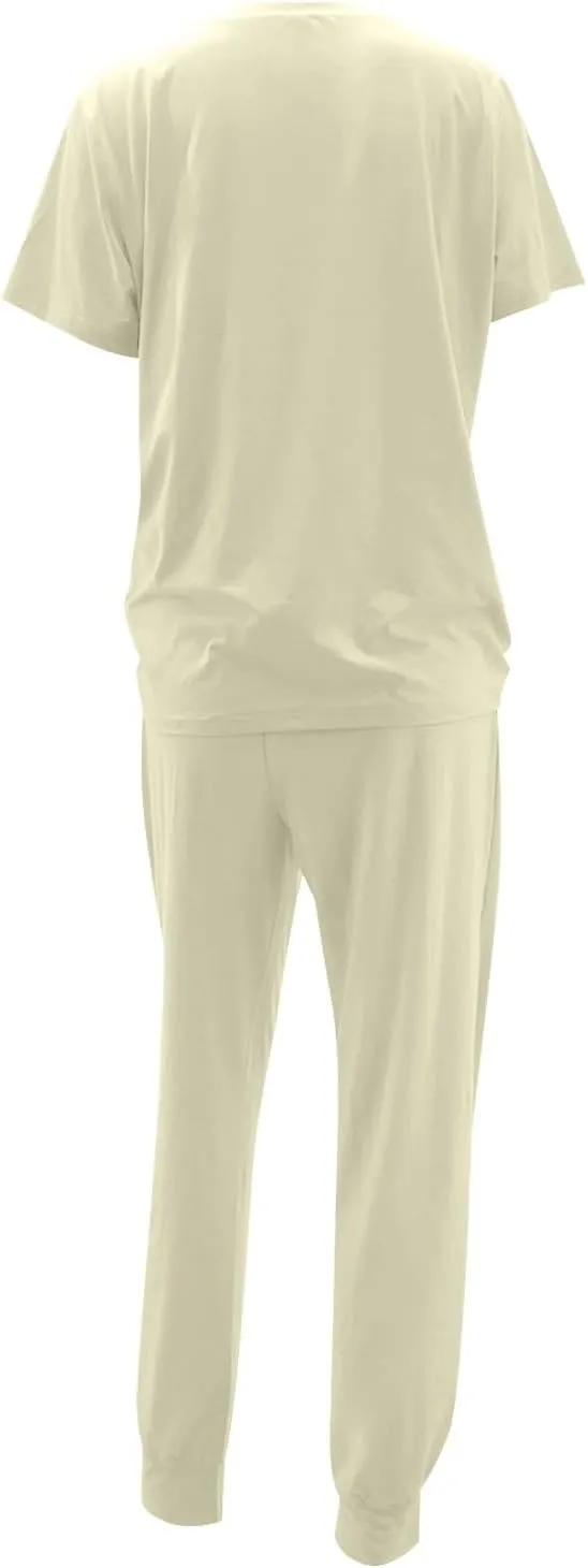 Womens Pajama Sets Soft Cotton Pj Short Sleeve Top with Capri Pants Sleepwear 2 Piece Print Loungewear