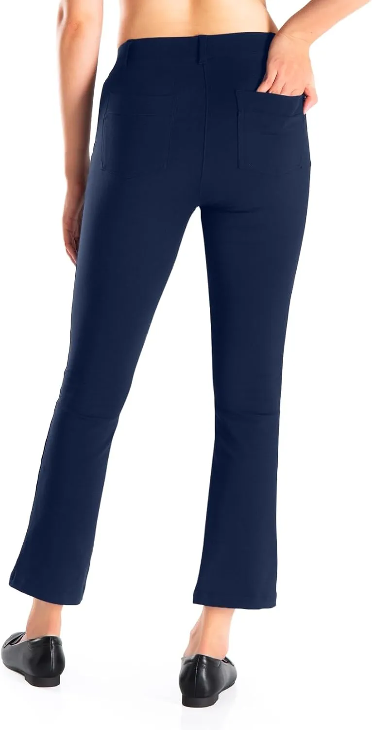 Yogipace,Belt Loops,Women's Petite/Regular/Tall Flare Cropped Yoga Dress Pants Capris Stretchy Work Ankle Pant